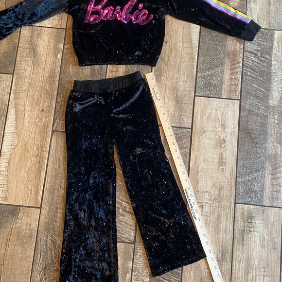 Barbie Black and Multicolor Velour Sequin/Sparkle hoodie/pants 2 piece set - Picture 11 of 15